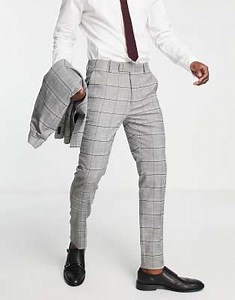 Topman skinny plaid wedding suit pants in black and white | ASOS