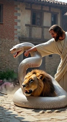 God vs Lucifer lion help python #shortsfeed