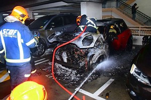 Mini Cooper catches fire shortly after driver parks car in Tiong Bahru carpark