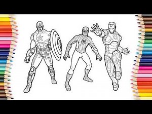 Coloring Marvel Superheroes | Captain America, Spider-Man & Iron Man Coloring Pages
