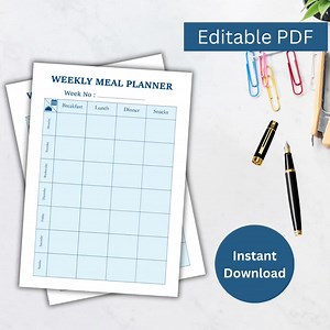 7 Day Menu Planner, Meal Planner Printable, Weekly Food Diary, Meal Tracker, Food Journal, Food Planner,, Menu Plan & Prep, A3/a4/letter - Etsy