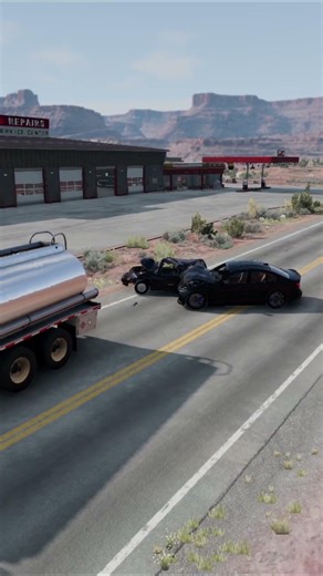 BMW VS SEMI CRASH AT HIGH SPEED IN BEAMNG.DRIVE 😳#beamng #carcrash #shorts