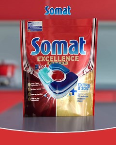 Somat Excellence Premium 5v1 účinne odstraňuje zaschnuté nečistoty aj po 72 hodinách.🍽️💎 | Henkel Consumer Brands