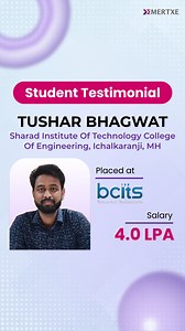 Emertxe - Leaders in Embedded Systems, Linux & IoT Training Institute joyfully announces the success of Tushar Bhagwat, a graduate from Sharad Institute of Technology College od Engineering, Yadrav who has secured a job opportunity at #bcits✨ Following the completion of his B.E degree, Tushar Bhagwat enrolled in Emertxe - Leaders in Embedded Systems, Linux & IoT Training Institute all-encompassing #embeddedsystems program. This hands-on experience provided his with practical training and equippe