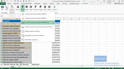 EXCELeINFO add-in. Complemento para Excel 2007, 2010, 2013 y 2016 que añade fucionalidades a Excel que harán que optimices tu tiempo en tus labores.