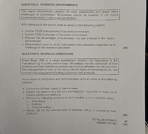 Question 5: Business EnvironmentsThe macro environment consis... | Filo