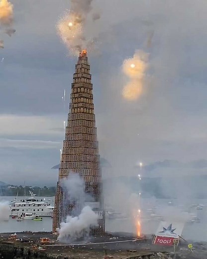 11M views · 46K reactions | So much work goes into building the world's tallest bonfire every year  | LADbible | Facebook