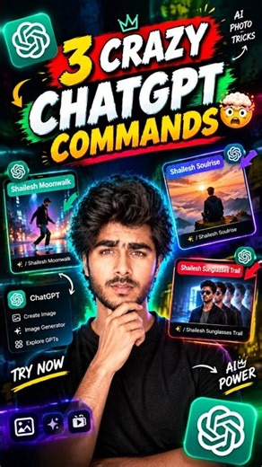 3 CRAZY CHATGPT COMMANDS 🤯” video ke liye YouTube SEO pack: