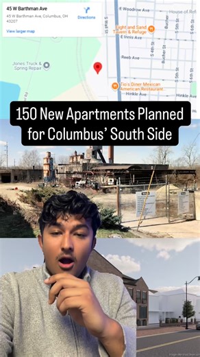 🏗️ 150 New Apartments Planned for Columbus’ South Side More housing is coming to one of the South Side’s longtime industrial corridors. NRP Group is planning a 150-unit apartment community called Barthman Family Homes at 45 W. Barthman Ave, just south of Downtown near the Reeb-Hosack area. Here’s the breakdown 👇 🏘 Project size: 150 units 🏢 Design: Two five-story buildings around a central courtyard playground 🚗 Parking: 225 surface spaces 🏗 Site: Former Ohio Cast Stone industrial property 