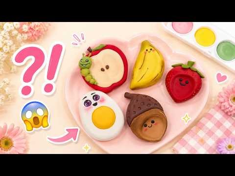 Make Clay Worry Stones with me 🍌🍎🥚🌰🍓 | Beginner Friendly | DIY