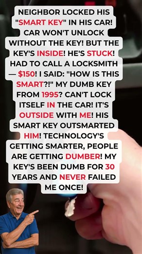 ⭐ SMART KEY VS. 1995 DUMB KEY! 🗿🔑 SIGMA GRANDPA #shorts #cars #fail #technology #wisdom