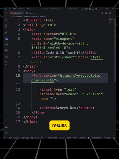 How To Search on YouTube with HTML Only #mrmikebj In this video, I show you how to create a YouTube search feature using only HTML. No JavaScript, no API, just a simple HTML form trick. #learnwithmikebj #html #htmlform #youtubesearch #webdevelopment #frontenddevelopment #codinghacks #htmltricks #learnhtml #webdesign