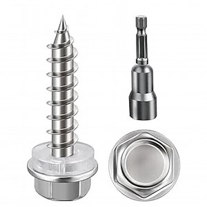 (250Pcs)#10x1 Self-Tapping Screws for Wood 410 Stainless Steel Hexagon Head Quick Tapping