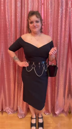 Retro Vixen Boutique on Instagram: "The Amalia Pencil Dress is in stock at Retro Vixen Boutique in sizes S-2XL for $85 each! Cheryl accessorized with our Black Angel Chain Belt in stock in sizes S, M & L for $32, our sword earrings for $18 and this amazing coffin party bag in stock for $48. You can shop in store in KC at our boutique Retro Vixen or on our website Retrovixenkc.com!"