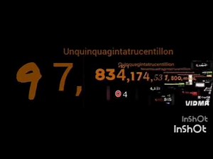 Numbers 0 to 1 quinquinquagintatrucentillon with sound