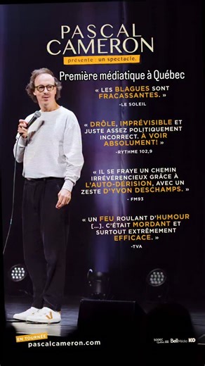 82 reactions · 12 comments | J'ai fait un vlog de grande qualité pour ma première médiatique à Québec. Je remercie tous les médias qui m'ont reçu en entrevue et qui ont couvert mon show. @107.5_rouge @msokoluk @gab_marois @vincedess @dany_babu_bernier @sarah.charbo @jackohoule @funambule.legroupe @marceau_radio @lacliqc @gen.richard @radiocanadaarts @tva.quebec @pascalerobitaille @fm93quebec @lesoleildeqc @showbizznet @rythme1029 | Pascal Cameron | Facebook