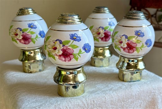 Vintage Floral Porcelain Bed Post Finials, Set of 4 Knobs, Cottagecore Decor, Shabby Chic DIY Door Knobs, Hardware Replacement - Etsy