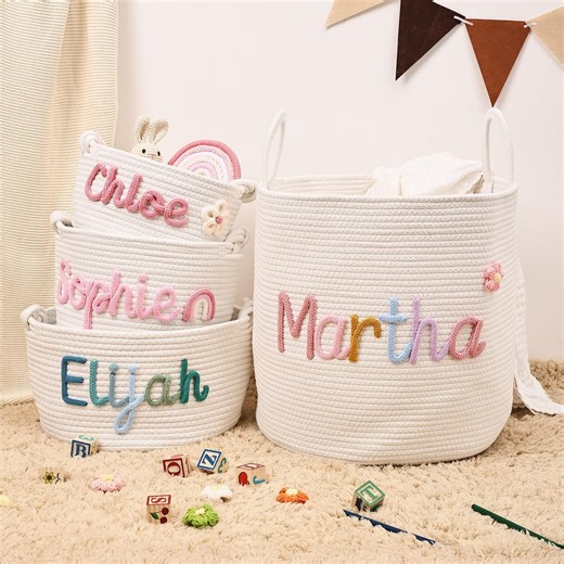 Personalized Basket, Personalized Baby Shower Gift Basket With Name, Baby Gift, Rope Cotton Baby Gift Basket, Storage Baskets, Toy Basket - Etsy