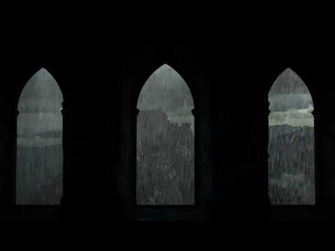 Rainy Evening in the King's Tower | 4K Castle Window View & Rain Sound