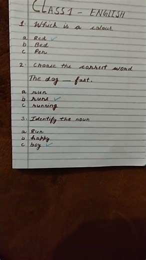 Here is a Class 1 English Olympiad Quiz (easy & child-friendly) 😊