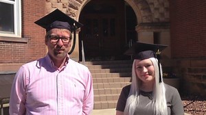 Chenoa Gregory and her father, Michael, of Freeport, will both graduate from Slippery Rock University next month, capping their extraordinary, shared college careers. Read more: http://bit.ly/2oTLKdk | Butler Eagle