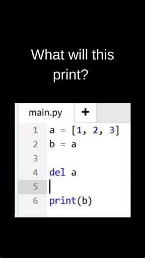 Python del Trap 😳 Did It Delete The List? | What Will This Print? #muskernel #pythonquiz #coding