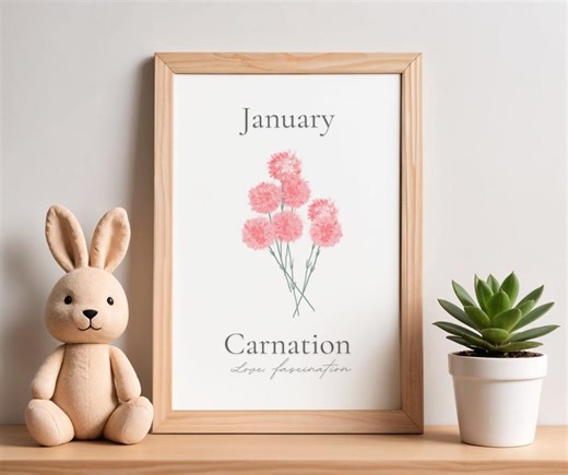 Birth Flower Prints - January – Carnation - Etsy