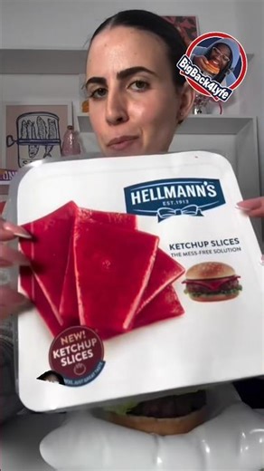Are you trying these ketchup slices??? 😂😂😂 #shorts #hellmanns #ketchup #bigback4lyfe