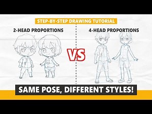 How to Draw 2 Head VS 4 Head Proportions – SAME Pose, DIFFERENT Styles!