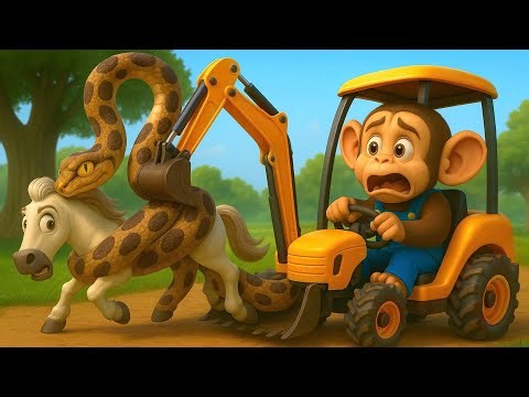 Farm Work: Horse Attacked by Snake, Monkey Farmer Sets Trap and Catches Snake | Cobby Farm