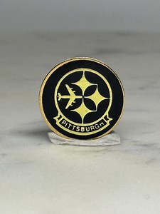 Pittsburgh Airport Souvenir Pin: Black & Gold Enamel - Retro Travel Accessory - Etsy