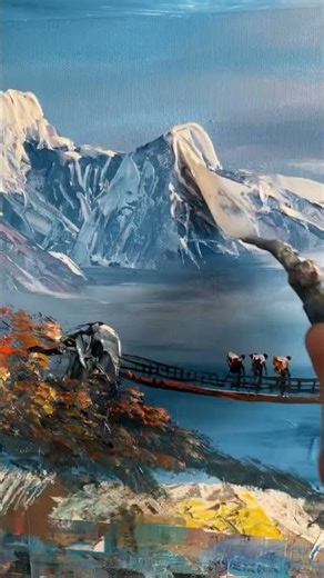 Keep working! Bob Ross style mountain painting! Mountain drawings #art #painter #bobross