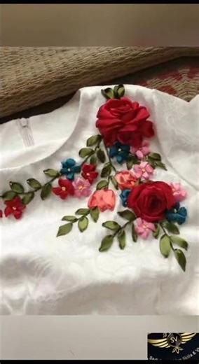 Most Beautiful Hand Made Ribbon Embroidery Designs | Ribbon Work #ytshorts #viral #trendingshorts
