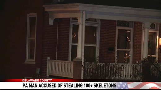 A Pennsylvania man has been arrested and is accused of stealing more than 100 skeletons from a cemetery in Delaware County. Jonathan Gerlach is charged with abuse of corpse, criminal mischief, burglary and other related offenses, Between November 2025 and January 6th, 2026, 26 Mausoleums and underground burial sites had been burglarized at Mount Moriah Cemetery, Police Investigated the thefts, and caught Gerlach leaving the cemetery carrying a burlap bag and a crowbar Gerlach was taken into cust