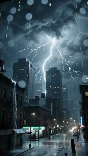 Thunderstorm in the City ⛈️ Heavy Rain & Sudden Lightning Sounds for Sleep & Focus (4K)#naturesounds