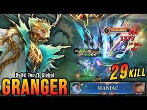 MANIAC!! Granger 29 Kills Aggressive Play!! - Build Top 1 Global Granger ~ MLBB