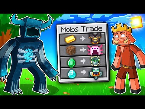 ماين كرافت الوحوش والحيوانات يعطوني اغراض مميزه!😱 - Mobs Trade Custom Items