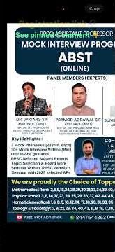 RPSC Assistant Professor ABST and Botany Mock interview Program #abst #botany #mockinterview