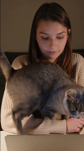 Sleepy Cat Interrupts Typing Then Slowly Curls Onto Owner’s Arm