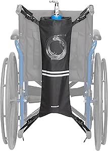 Oxygen Tank Holder for Wheelchiars, Oxygen Cylinder Bag with Adjustable Zippers and Mesh Storage Pockets, Portable Wheelchair Attachment for Oxygen Fits Most Oxygen Cylinders, Black