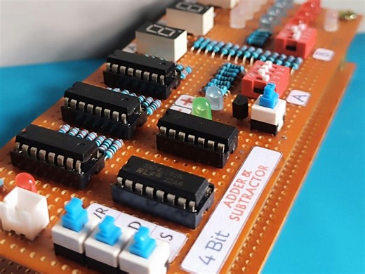 4-Bit Adder-Subtractor using 74LS83 and CD4070