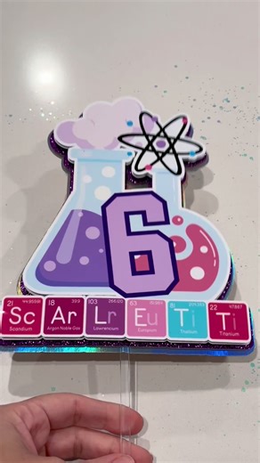 Science Theme Cake Toppet #science #scienceiscool #scienceparty #customcaketopper #paperenchantmentloft