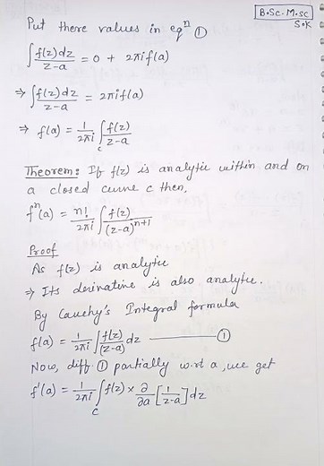 Cauchy's Integral formula (M.sc sem-1)[Complex Analysis]