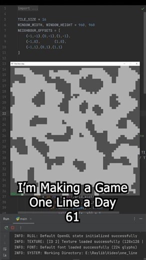 Making a Game One Line a Day (day 61) #everyday #coding #gamedev #python #raylib