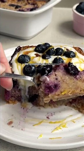 Lemon Blueberry Baked Oats 🫐🍋🌼✨#lemonoats #oatmeal #bakedoatmeal #bakedoats