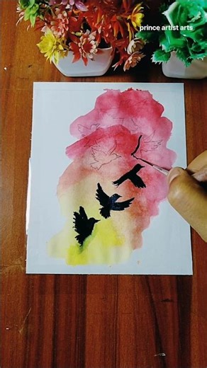 Beautiful birds painting🥰 🙏👍 #art #drawing #painting #ytshorts #shorts🥰