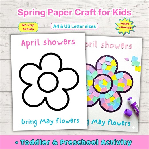 Spring Craft Printable for Kids | Flower Paper Activity | Fine Motor Skills | Preschool Kindergarten Classroom | Spring Worksheets - Etsy