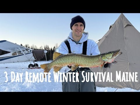 REMOTE Winter camping in the Plane! (Catch & Cook!) Day 1