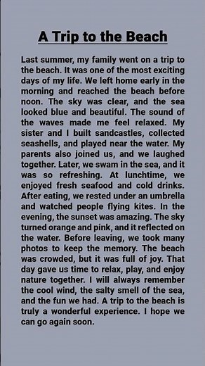 A Trip to the Beach 🌊☀️ | Easy English Reading for Students