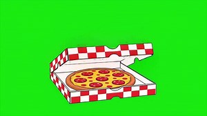 Pizza Box Opening and Closing with Delicious Pepperoni Pizza Inside on Green Screen.